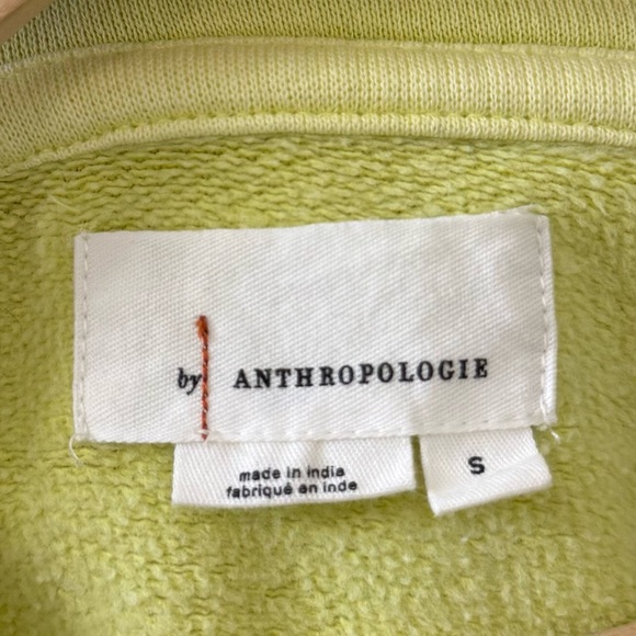 Anthropologie Boxy Cropped Pullover Light Yellow green Sweatshirt size small - Picture 8 of 13